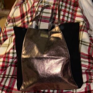 Great Condition Jimmy Choo Parfums Stuffed Metallic Bronze and Black Tote Bag